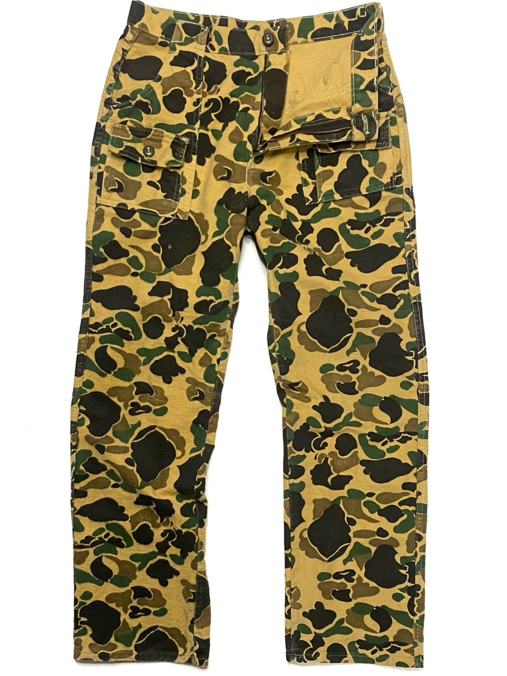 Vintage 70s Mens Duck Camo 100% Cotton Straight Leg Pants Made In USA Size 32x32